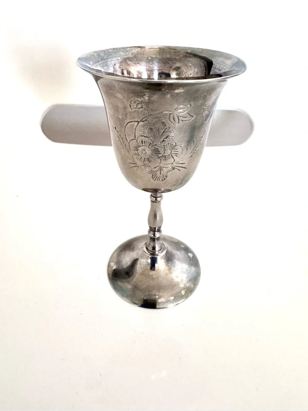 Vintage Silver Plate Kiddush Goblet Star of David Judaica Engraved Floral Cup